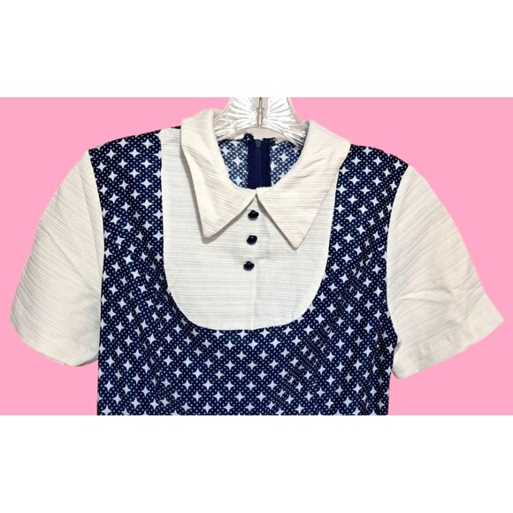 Vintage Outfit Blouse Top Pants Womens XS S Peter Pan Collar Button Accents 1960 - Picture 11 of 13